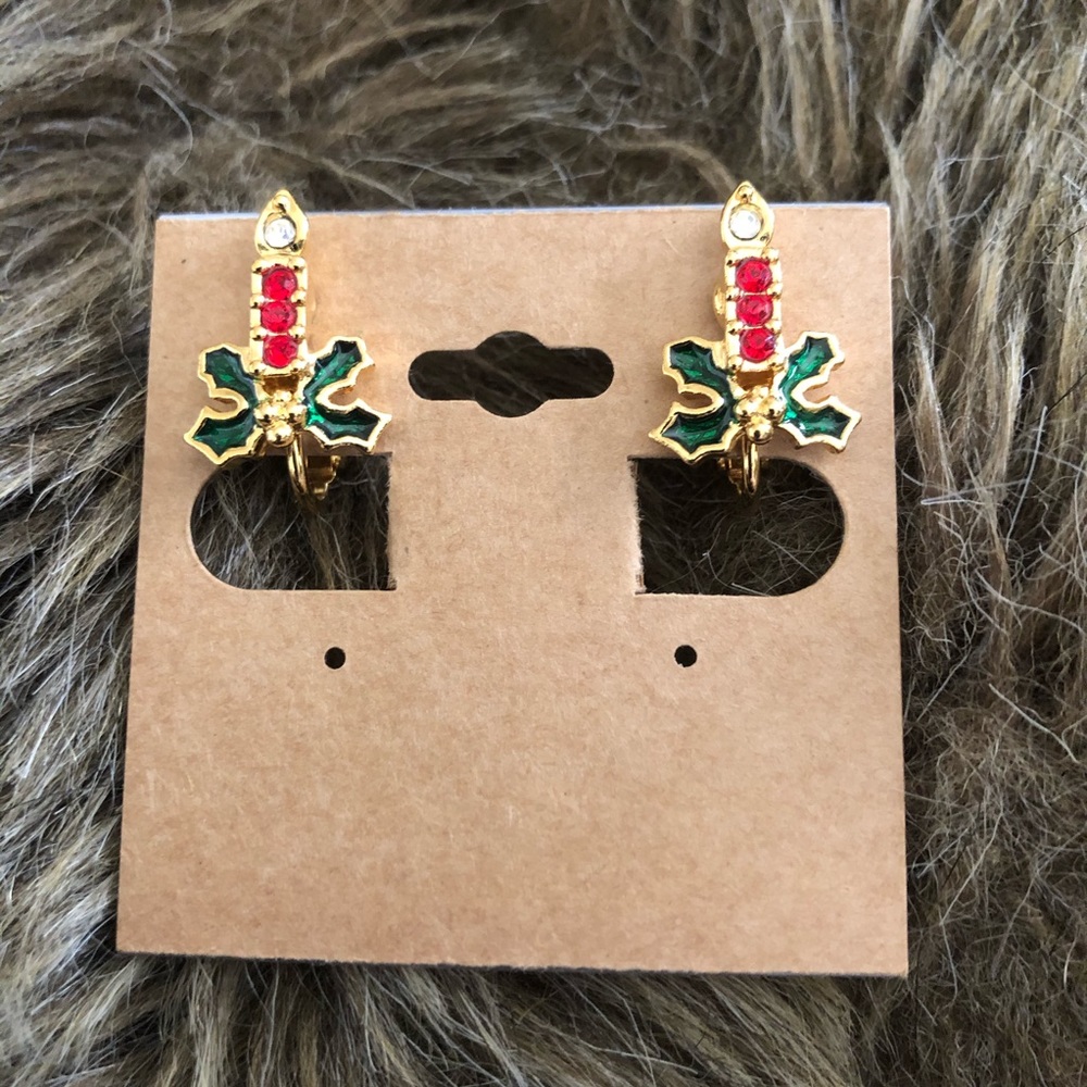 Vintage Avon Christmas candle clip on earrings